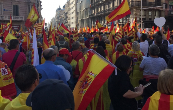Manifestación en Barcelona contra la independencia y a favor de la unidad