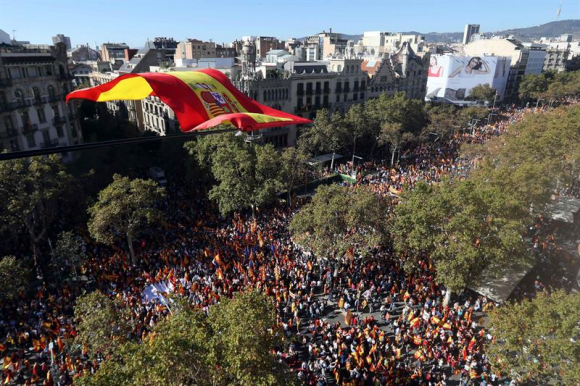 Vista aérea de la manifestación de Barcelona