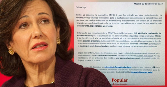 Carta del Santander a sus empleados del Popular.
