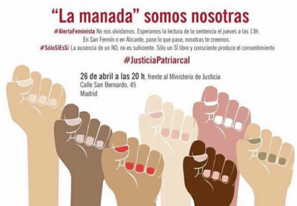 Fotografía del cartel de la marcha contra 'La Manada' en Madrid.