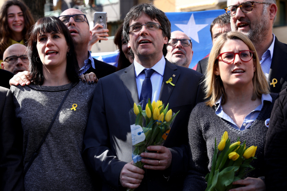 Carles Puigdemont tras una rueda de prensa en Berlín