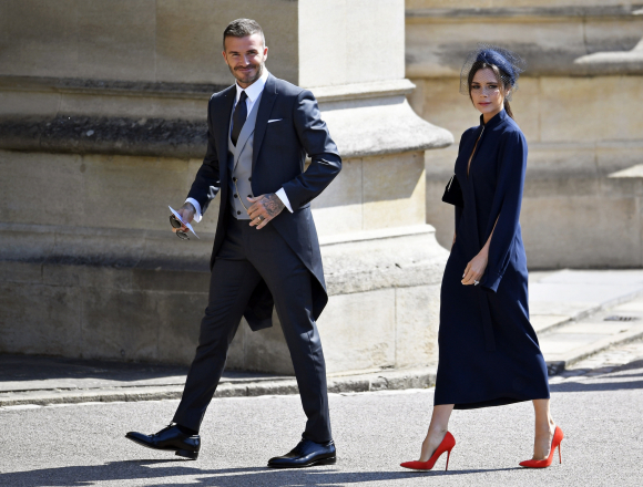 David Beckham y Victoria llegando al enlace