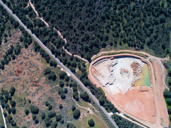 Vista aérea de la explotación minera.