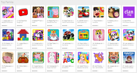 Google Play está repleto de juegos para niños.