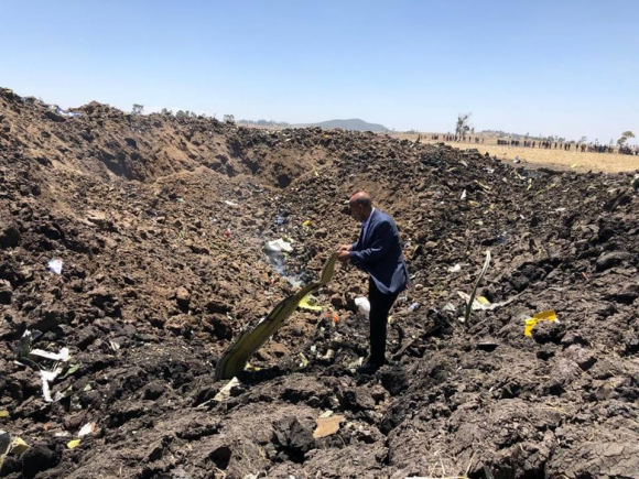El lugar en el que ha caído el avión de Ethiopian Airlines (Foto: E.A.)