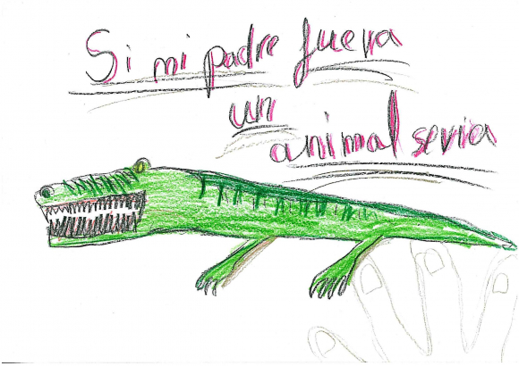 Dibujo que hace un niño de 10 años al preguntarle por qué animal sería su padre