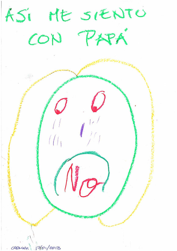Una niña de seis años dibuja la tristeza