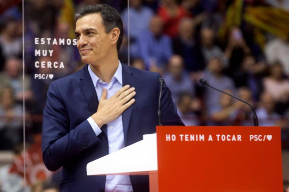 Pedro Sánchez, en el mitin de Barcelona, PSOE
