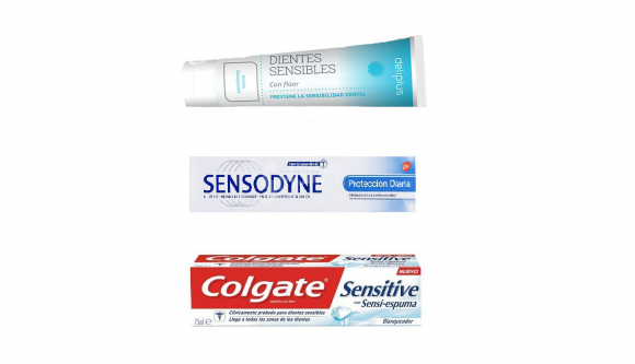 Pastas de dientes de Deliplus, Sensodyne y Colgate