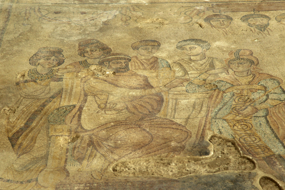 Uno de los mosaicos de la villa romana de Noheda, Cuenca.