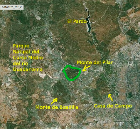 Situación del Monte del Pilar y de Pozuelo