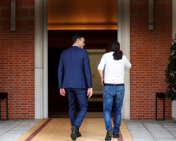 Pedro Sánchez y Pablo Iglesias en el Palacio de la Moncloa. | EFE