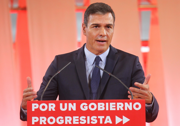 Pedro Sánchez en la presentación del "programa común progresista".