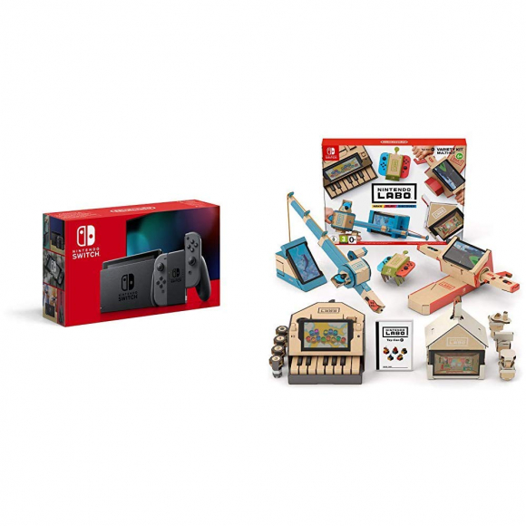 Fotografía de la Nintendo Switch con el kit variado de Nintendo Lab.