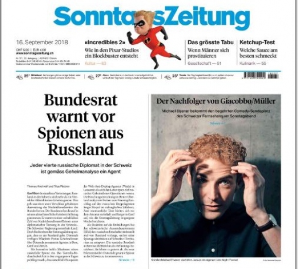 El reportaje en la portada del SonntagsZeitung