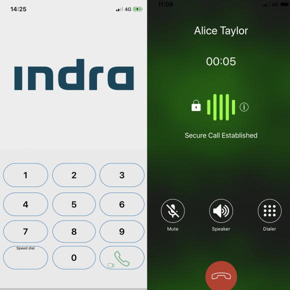 Aspecto de COMSec, la aplicación de comunicaciones seguras de Indra / Indra