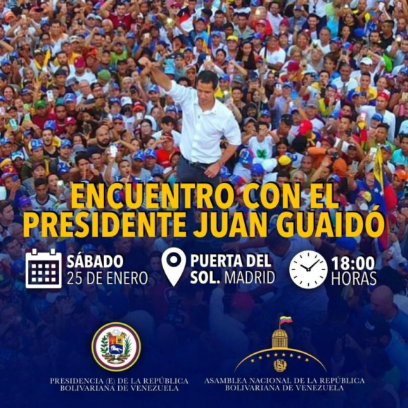 Cartel del acto con Guaidó en Madrid