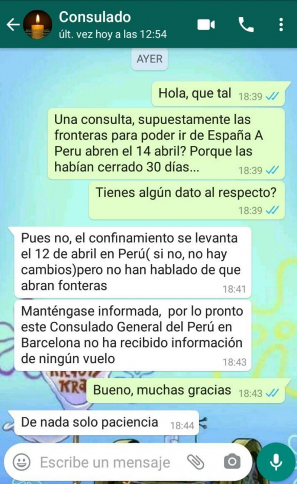 Respuesta consulado Perú