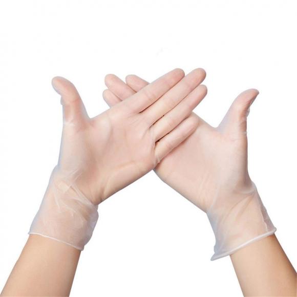 Fotografía de guantes de vinilo, una altermativa para los alérgicos al látex.