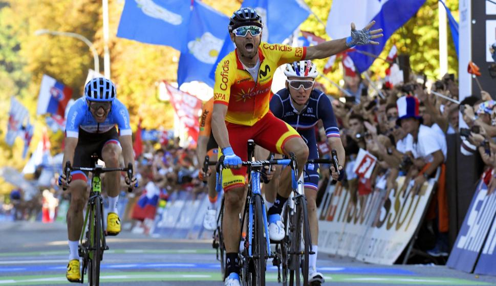 El 'Bala' Valverde , nuevo campeón del mundo de ciclismo (EFE/EPA/CHRISTIAN BRUNA)