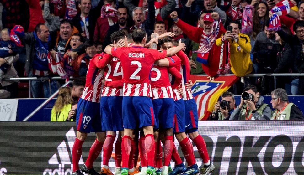 Los jugadores del Atlético de Madrid celebran el gol de Diego Costa EFE// Rodrigo Jiménez