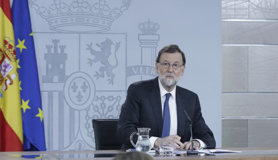 Mariano Rajoy durante su comparecencia ante los medios en Moncloa