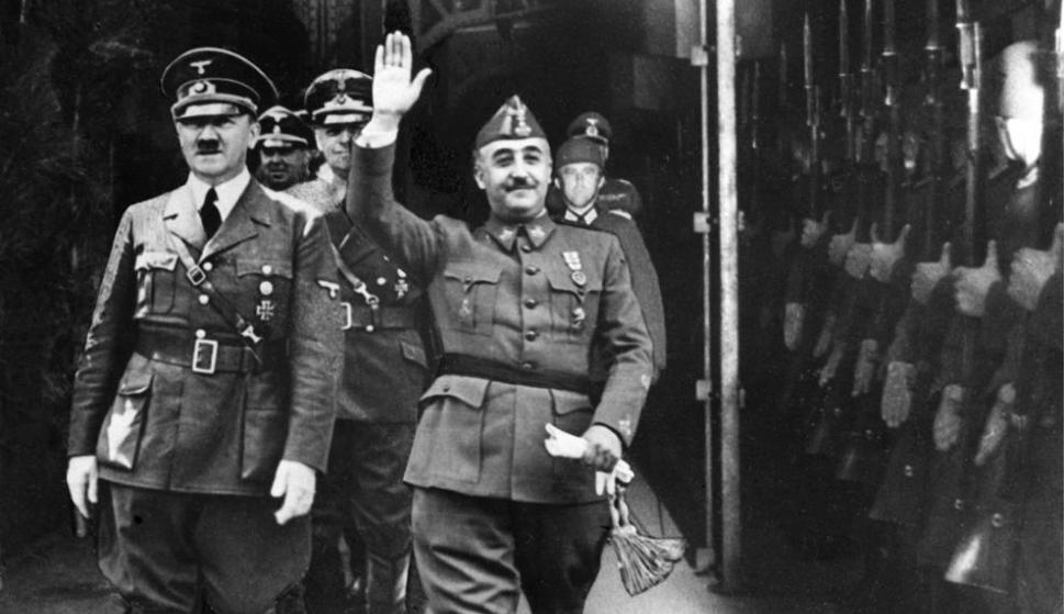 Fotografía de Franco y Hitler en Hendaya.