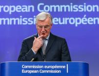 Michel Barnier durante la rueda de prensa en Bruselas