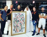 Karim Benzema, junto a sus amigos en Dubai.