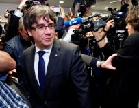 Carles Puigdemont en su rueda de prensa en Bélgica (EFE)