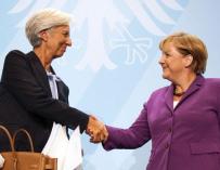 Merkel y Lagarde recalcan su voluntad de estabilizar a los países y a los bancos de la eurozona
