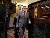 El presidente del Gobierno, Mariano Rajoy, al término de la sesión de control al Ejecutivo del miércoles.