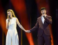 Amaia y Alfred en su primer ensayo en Eurovisión