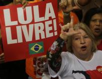 Acto de lanzamiento nacional de la precandidatura a la Presidencia de Luiz Inácio Lula da Silva por el Partido de los Trabajadores (PT) en Contagem, Minas Gerais (Brasil). EFE/ Paulo Fonseca