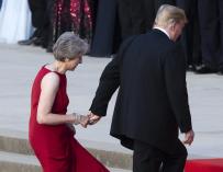 Donald Trump junto a Theresa May durante su visita a Reino Unido
