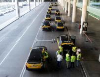 Fotografía huelga de taxis en Barcelona