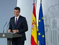 El presidente del Gobierno, Pedro Sánchez, comparece ante los medios después del