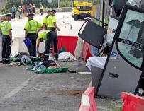 Accidente de un autobús en Avilés