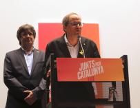 Torra, durante la rueda de prensa conjunta con Puigdemont.