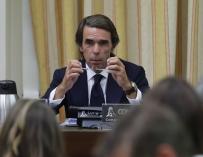 Aznar, durante su comparecencia en el Congreso de los Diputados.