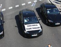 Manifestación de conductores de vehículos de alquiler con conductor (VTC) en Mad