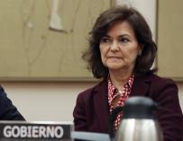 La vicepresidenta del gobierno Carmen Calvo comparece ante la Comisión para la auditoría democrática y de lucha contra la corrupción