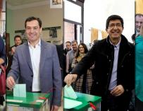 Los principales candidatos en Andalucía han depositado ya su voto (Fotos: EFE/EP)