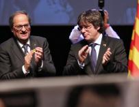 El presidente de la Generalitat, Quim Torra, y el expresidente Carles Puigdemont