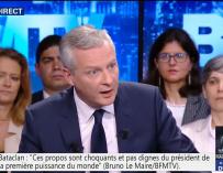 El ministro francés de Economía, Bruno Le Maire, durante la entrevista con BFMTV
