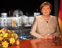La canciller alemana, Angela Merkel durante el discurso oficial por el fin de año (EFE)