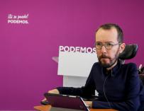 El secretario de Organización de Podemos, Pablo Echenique, durante la entrevista