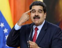 El jefe de Estado de Venezuela, Nicolás Maduro, habla durante una rueda de prensa desde el Palacio Miraflores (EFE)