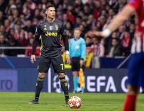 Cristiano Ronaldo en el choque entre Atlético y Juventus