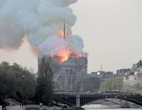 La aguja central de Notre Dame, la más dañada